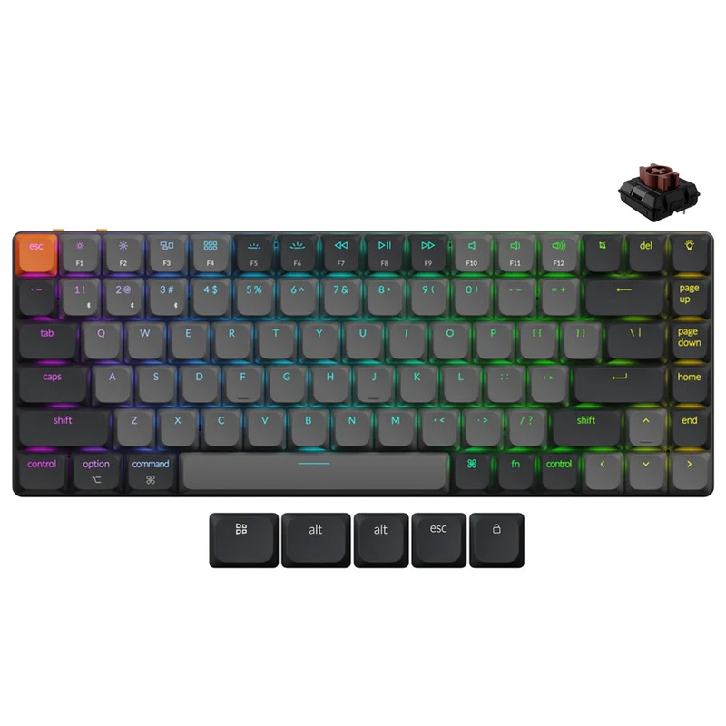 Keychron K3 MAX QMK/VIA RGB Backlight Compact Wireless Mechanical Keyboard Version 3 - Black/Grey (Low Profile Gateron Mechanical Red Switch, Low Profile Gateron Mechanical Brown Switch) (K3X-H1, K3X-H3)