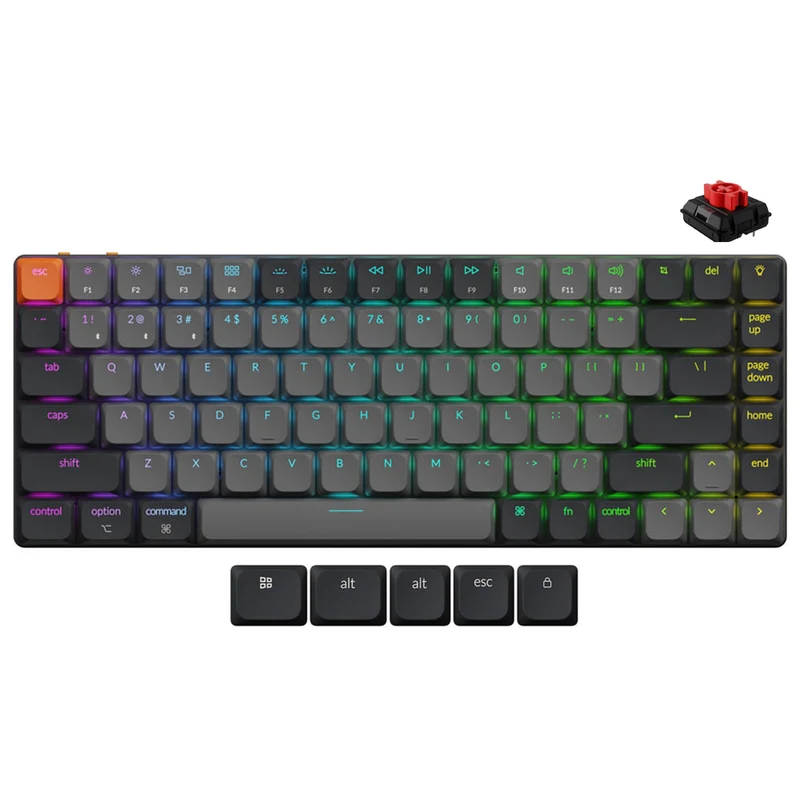 Keychron K3 MAX QMK/VIA RGB Backlight Compact Wireless Mechanical Keyboard Version 3 - Black/Grey (Low Profile Gateron Mechanical Red Switch, Low Profile Gateron Mechanical Brown Switch) (K3X-H1, K3X-H3)
