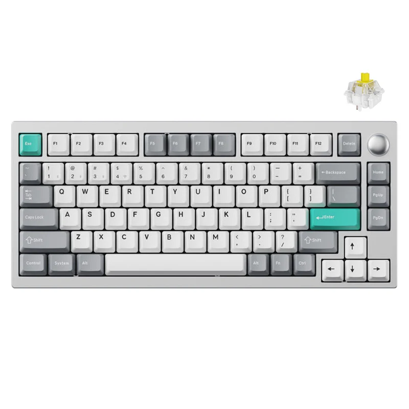 Keychron Lemokey P1 QMK/VIA Fully Assembled with Knob (Pro Version) RGB Backlight Hot-Swappable 75% Custom Gaming Keyboard - Space Silver (Super Banana Switch) (P1P-X4)