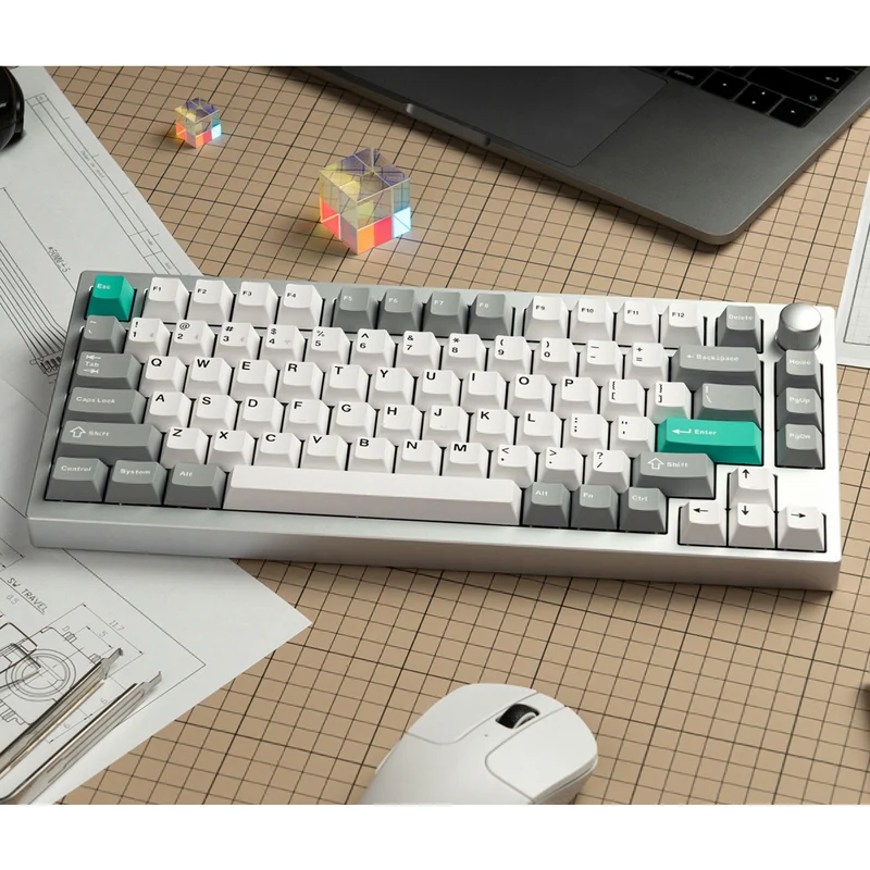 Keychron Lemokey P1 QMK/VIA Fully Assembled with Knob (Pro Version) RGB Backlight Hot-Swappable 75% Custom Gaming Keyboard - Space Silver (Super Banana Switch) (P1P-X4)
