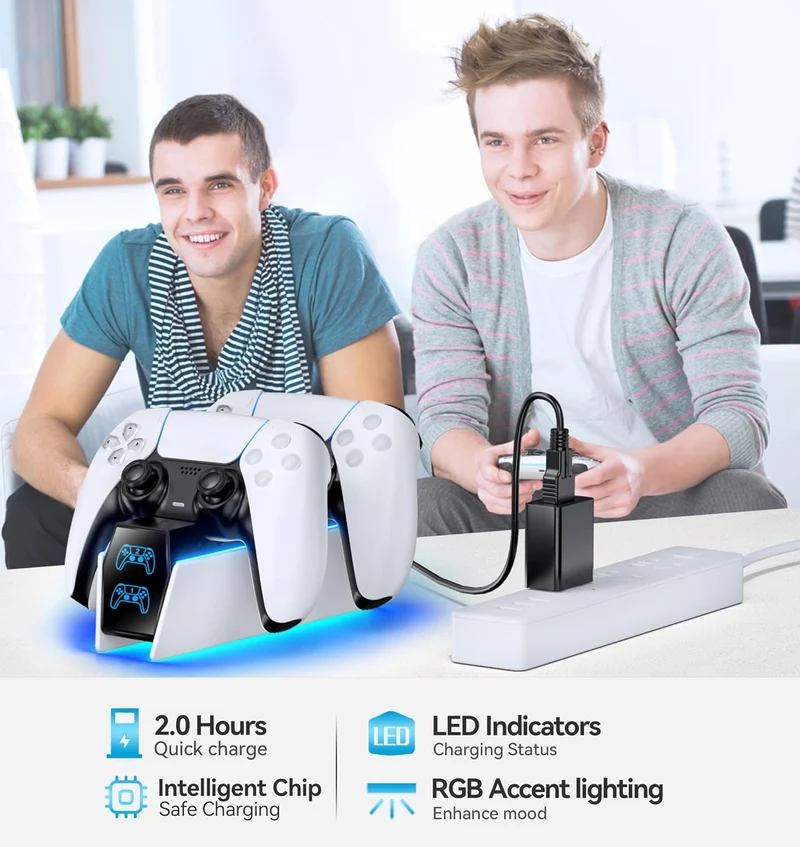 OIVO Dual Controller Charging Station for PS5 / PS5 Edge Controller (White) (IV-P5322B)