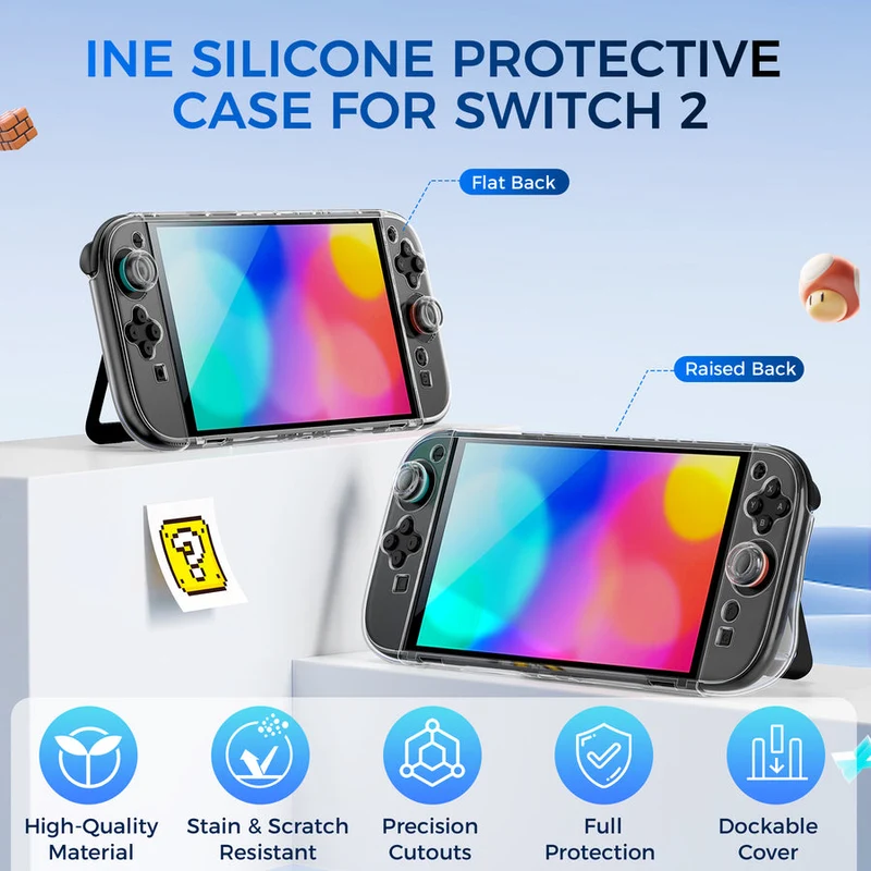 IINE PC Protective Case Set with Raised Back for Nintendo Switch 2 (Transparent) (L1094)