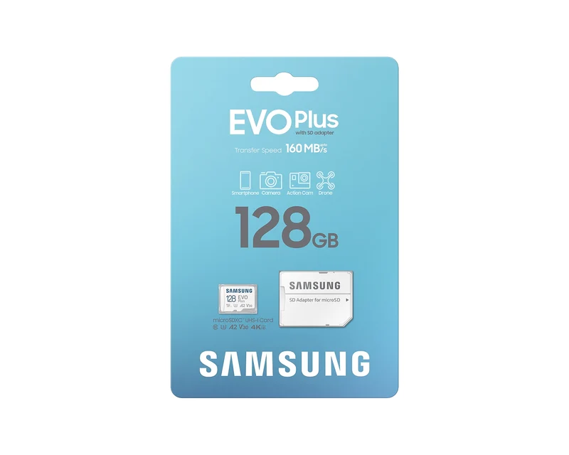 Samsung Evo Plus microSDXC UHS-I 160mb/s Read Memory Card with SD Adapter (64GB, 128GB)