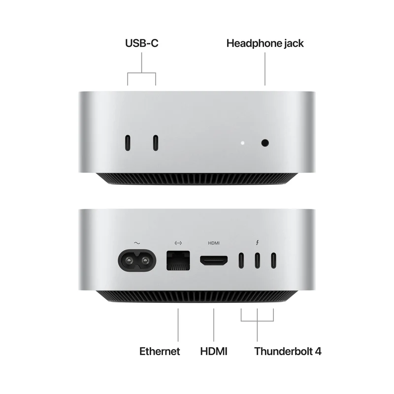 Apple Mac Mini M4 Chip with 10-core CPU and 10-core GPU 16GB Unified Memory + 256GB SSD Wi-Fi + Ethernet (Silver) (MU9D3ZP/A)