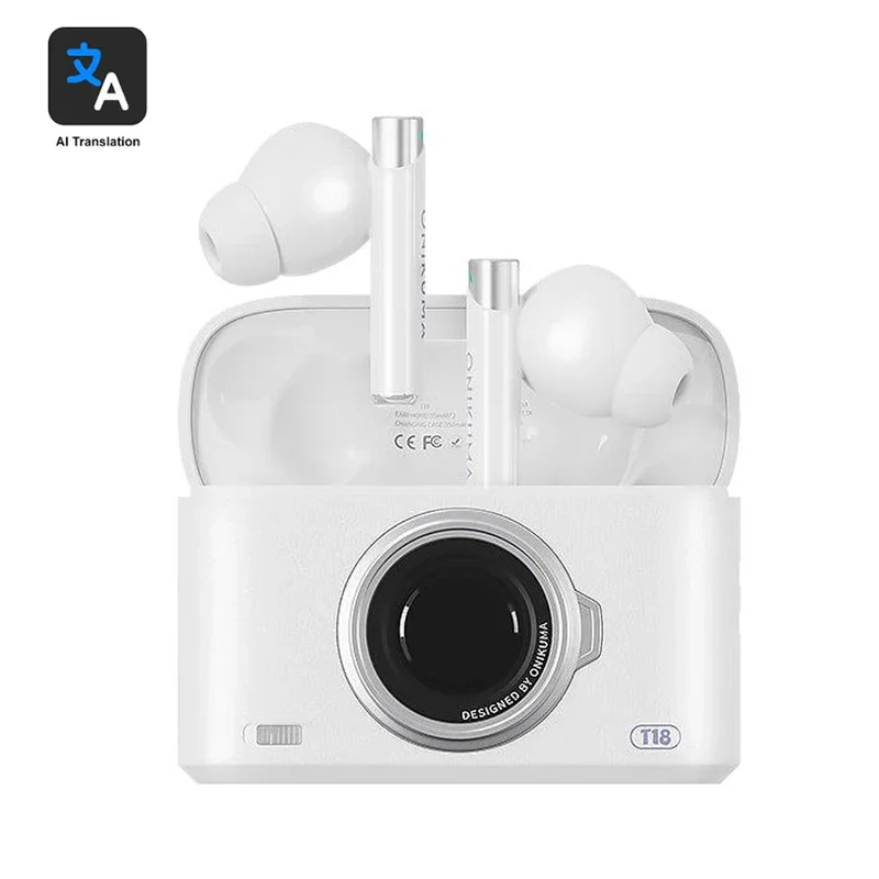 Onikuma T18 Dual Microphone ENC Noise Reduction Wireless Earphones with Translation Function (Off-White)