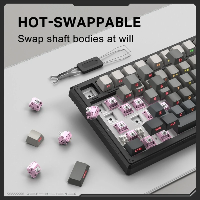 Onikuma G83 83-Key RGB Tri-Mode Hot-Swappable Mechanical Keyboard (Goertek Pink Linear Axis)