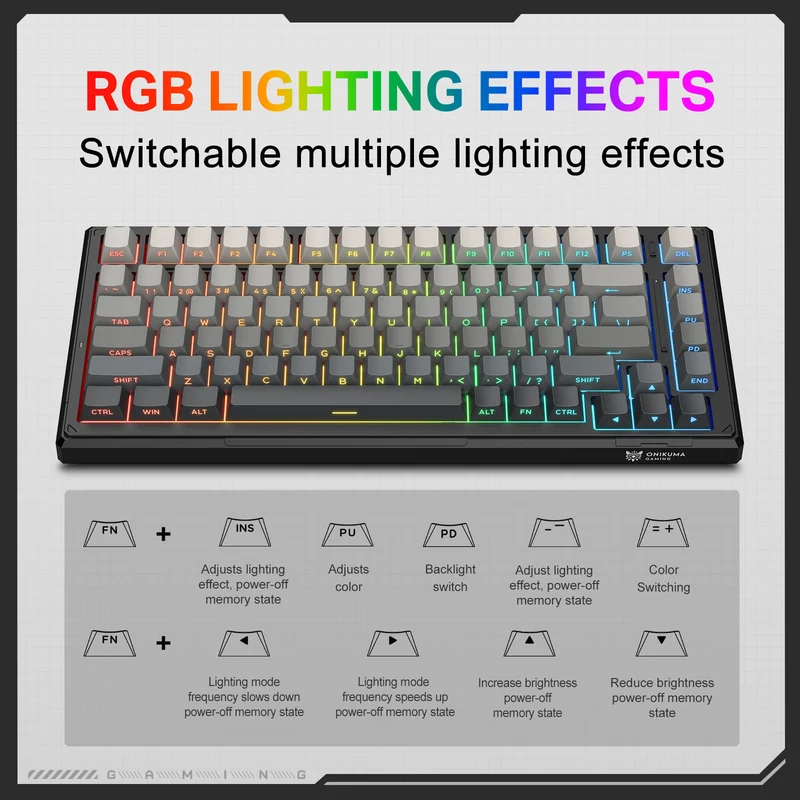 Onikuma G83 83-Key RGB Tri-Mode Hot-Swappable Mechanical Keyboard (Goertek Pink Linear Axis)