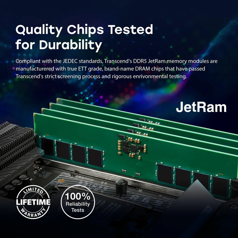 Transcend JETRAM 32GB DDR5 4800MHz U-DIMM 2Rx8 CL40 1.1V (JM4800ALE-32G)