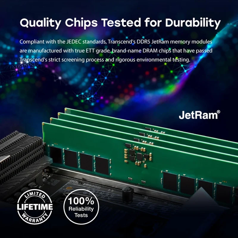 Transcend JETRAM DDR5 5600MHz U-DIMM 2Rx8 CL46 1.1V (32GB, 48GB) (JM5600ALE-32G, JM5600ALE-48G)