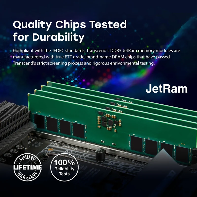 Transcend JETRAM DDR5 5600MHz U-DIMM 1Rx8 CL46 1.1V (16GB, 24GB) (JM5600ALE-16G, JM5600ALE-24G)