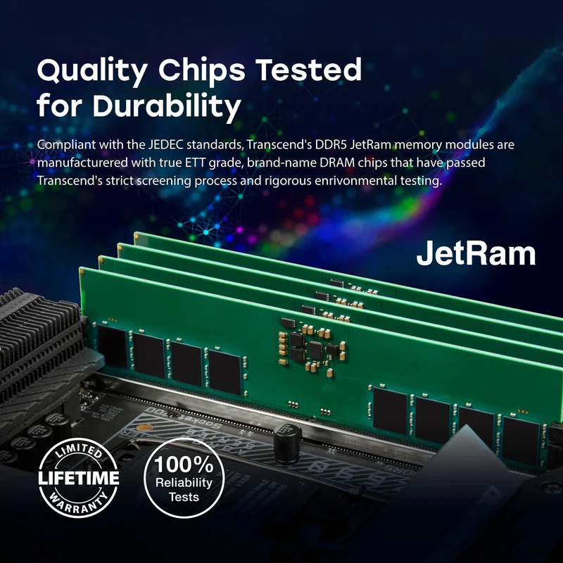 Transcend JETRAM 8GB DDR5 5600MHz U-DIMM 1Rx16 CL46 1.1V (JM5600ALG-8G)