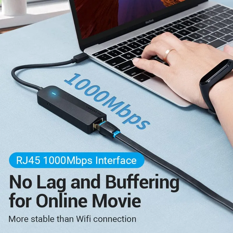 Vention 5-in-1 USB-C Hub with Gigabit Ethernet Adapter - USB-C to USB 3.0 x 3 + RJ45 + Micro-B - 0.15M (TGPBB)