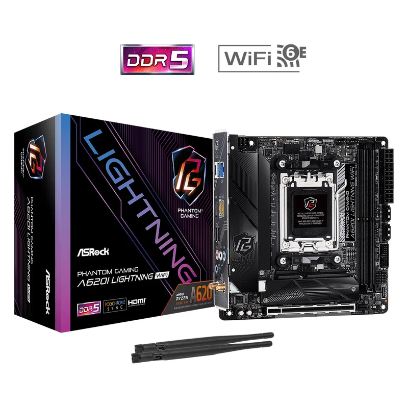 Asrock A620I Lightning Wifi DDR5 Phantom Gaming AM5 Motherboard