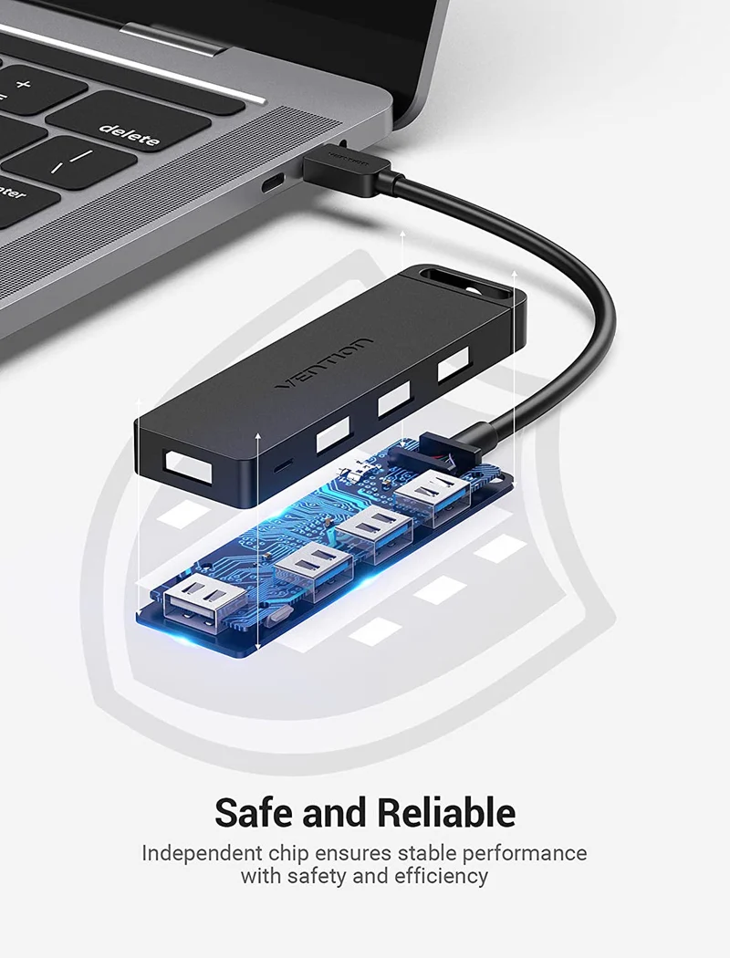 Vention 5-in-1 USB-C Hub - USB-C to USB 3.0 x 4 + Micro-B - 0.15M (TGKBB)