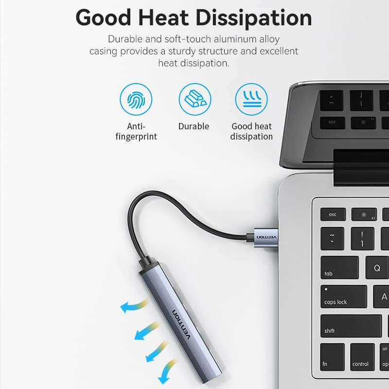 Vention 4-in-1 USB 3.0 Mini Hub - USB-A to USB 3.0 + USB 2.0 x 3 - 0.15M (CKOHB)
