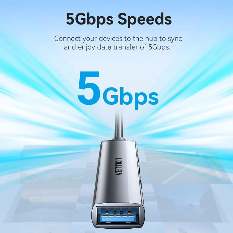 Vention 4-in-1 USB 3.0 Mini Hub - USB-A to USB 3.0 + USB 2.0 x 3 - 0.15M (CKOHB)