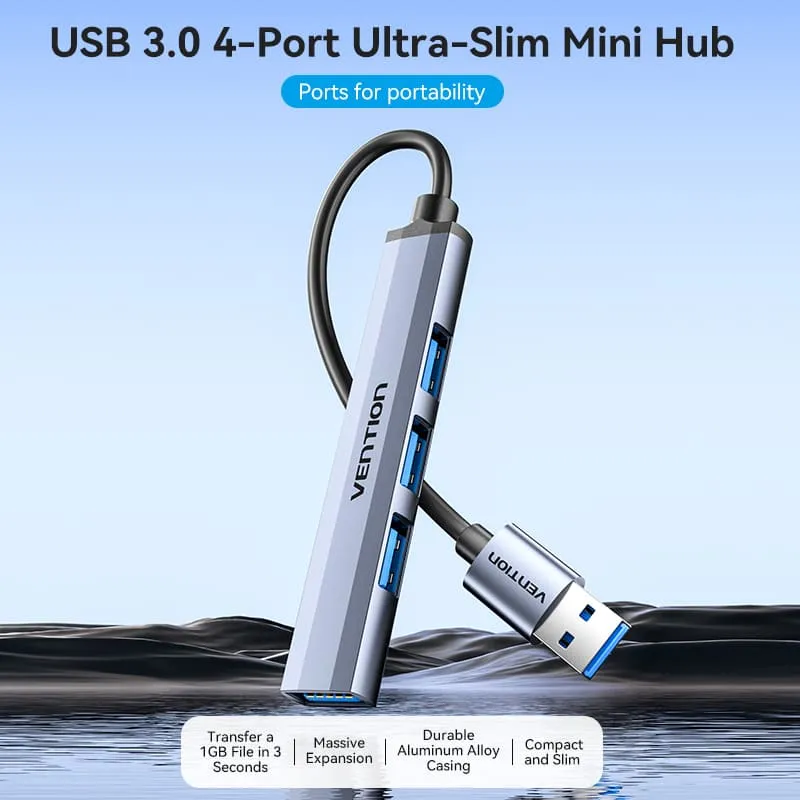Vention 4-in-1 USB 3.0 Mini Hub - USB-A to USB 3.0 + USB 2.0 x 3 - 0.15M (CKOHB)