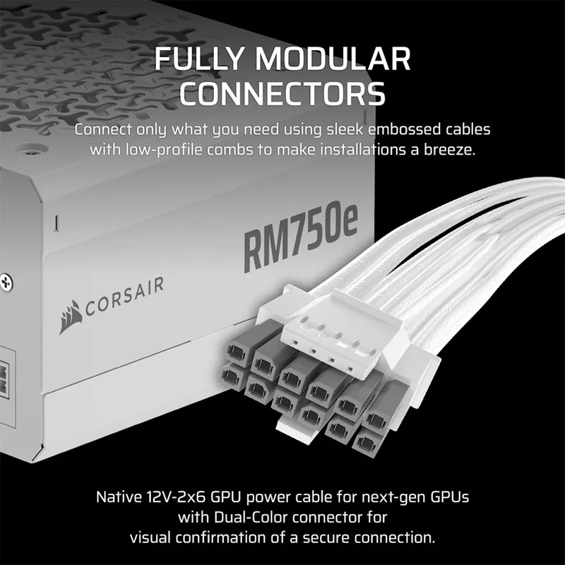 Corsair RMe Series RM750e - Fully Modular Low-Noise ATX Power Supply (White) (CP-9020292-NA)