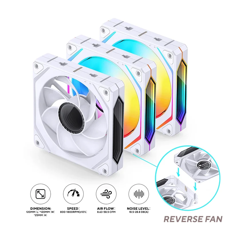 Jonsbo ZL-120WR ARGB 3-in-1 Reverse Magic Fan (White)