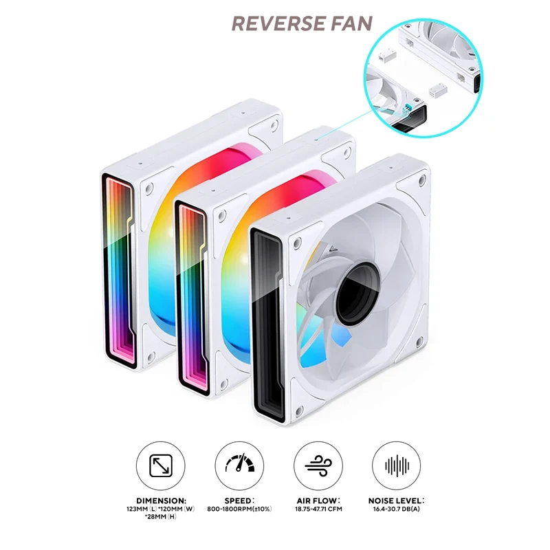 Jonsbo ZK-120WR ARGB 3-in-1 Reverse Magic Fan (White)
