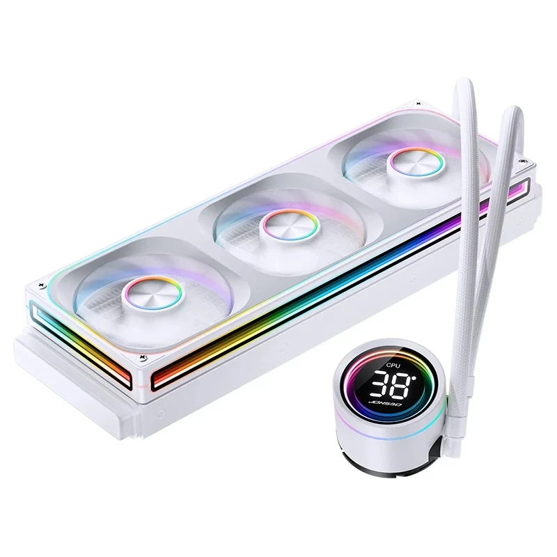 Jonsbo TH-360 ARGB AIO 360mm Liquid CPU Cooler w/ Temperature Display (Black, White)