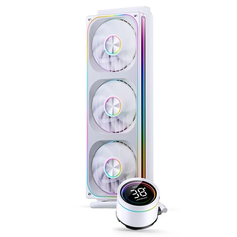 Jonsbo TH-360 ARGB AIO 360mm Liquid CPU Cooler w/ Temperature Display (Black, White)