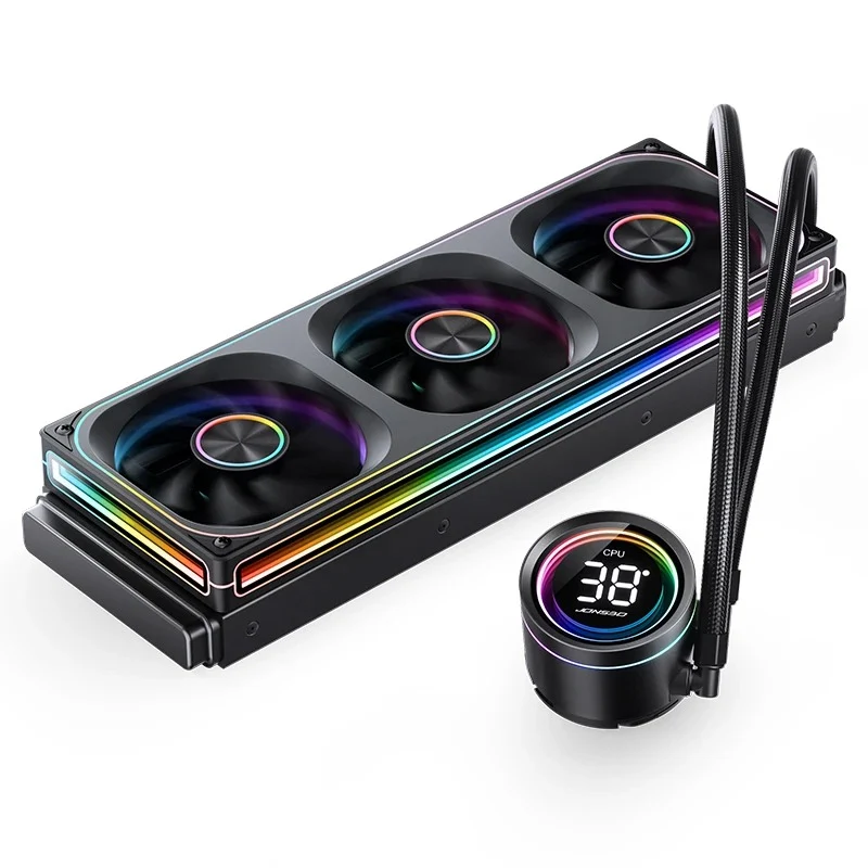 Jonsbo TH-360 ARGB AIO 360mm Liquid CPU Cooler w/ Temperature Display (Black, White)