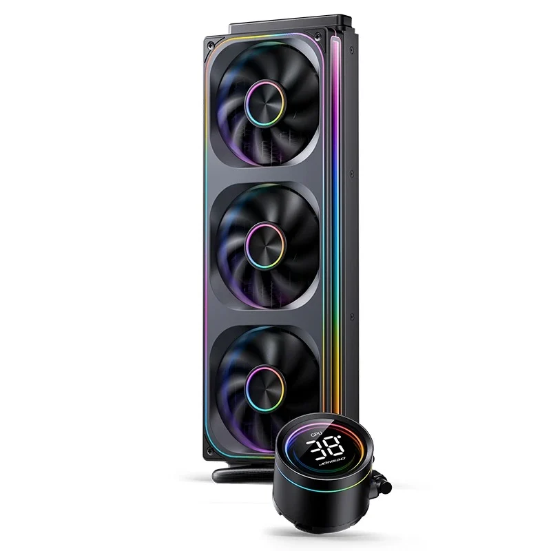 Jonsbo TH-360 ARGB AIO 360mm Liquid CPU Cooler w/ Temperature Display (Black, White)