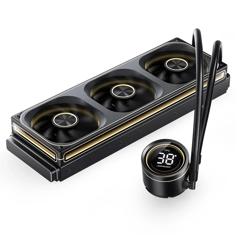 Jonsbo TH-360 ARGB AIO 360mm Liquid CPU Cooler w/ Temperature Display (Black, White)