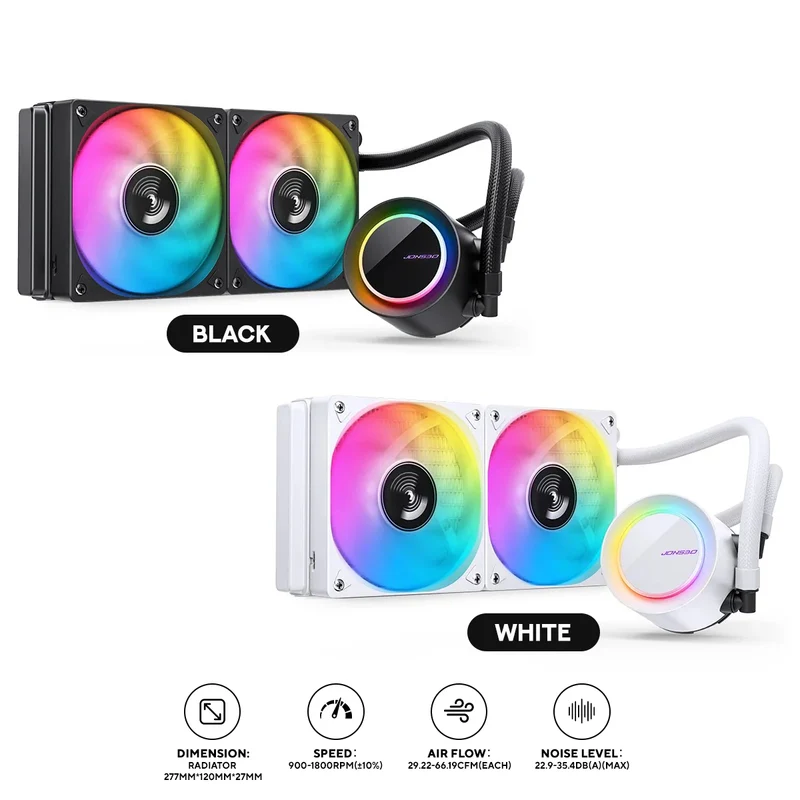 Jonsbo TG-240 ARGB 240MM Water/Liquid CPU Cooler (Black, White)