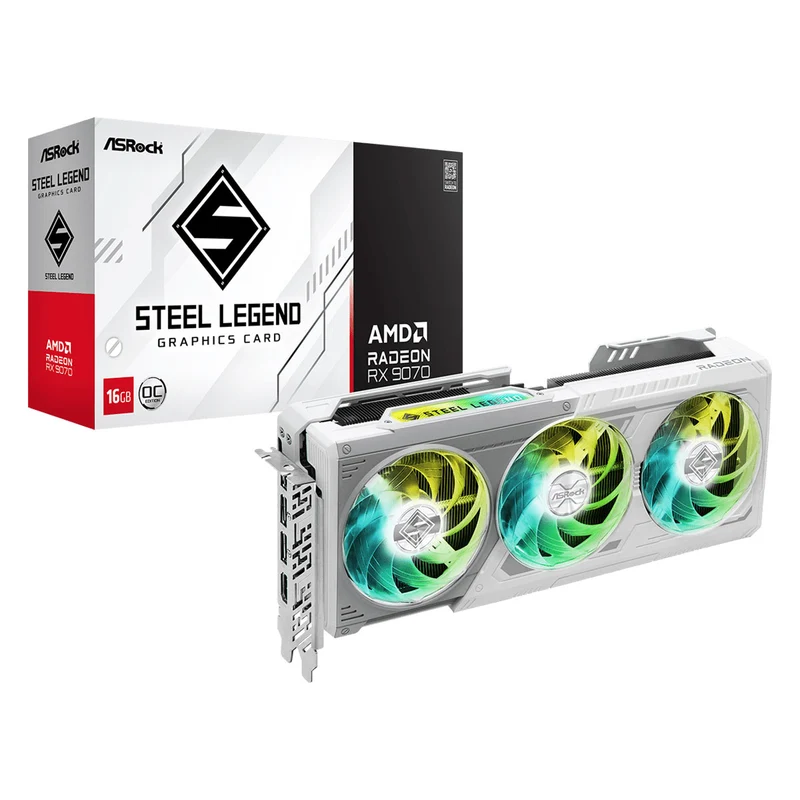 ASRock AMD Radeon RX 9070 Steel Legend 16GB OC GDDR6 Graphics Card