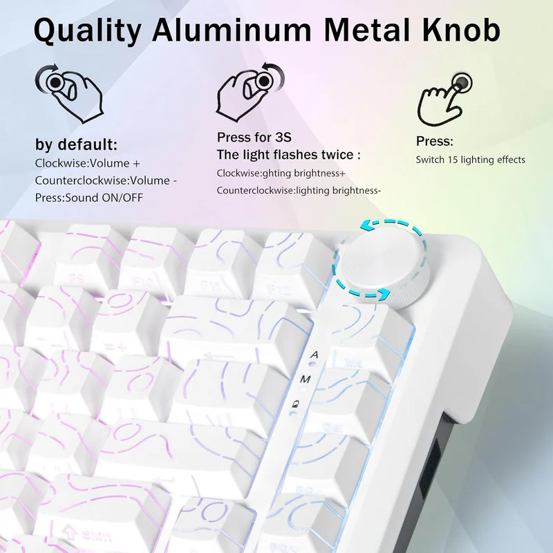 E-Yooso Z-82 RGB 81-Keys Tri-Mode Mechanical Keyboard White (Silverwood Switch)