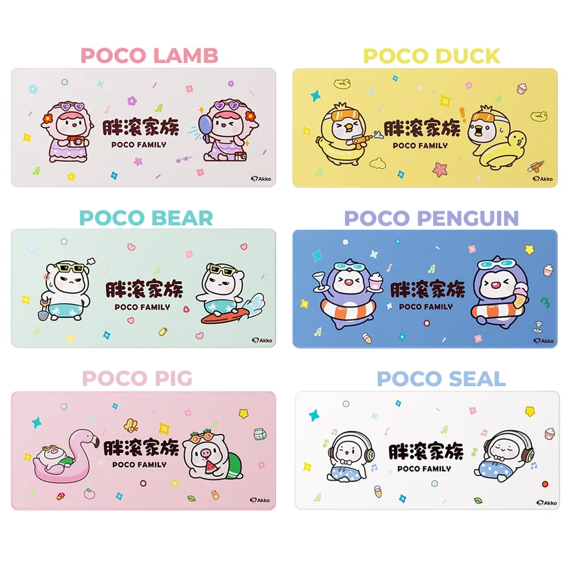 Akko Poco Family Mouse Pad (Poco Seal, Poco Pig, Poco Duck, Poco Penguin, Poco Lamb, Poco Bear) (900mm x 400mm)