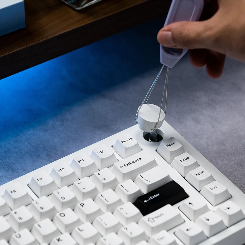 MonsGeek M1 V5 Black on White Aluminum Case Multi-Mode RGB Hot-Swappable Mechanical Keyboard (Akko Mirror Switch, Akko Cilantro Switch)