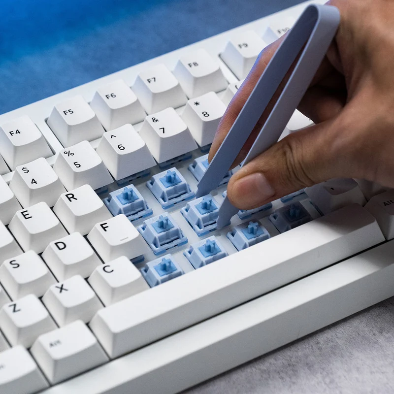 MonsGeek M1 V5 Black on White Aluminum Case Multi-Mode RGB Hot-Swappable Mechanical Keyboard (Akko Mirror Switch, Akko Cilantro Switch)