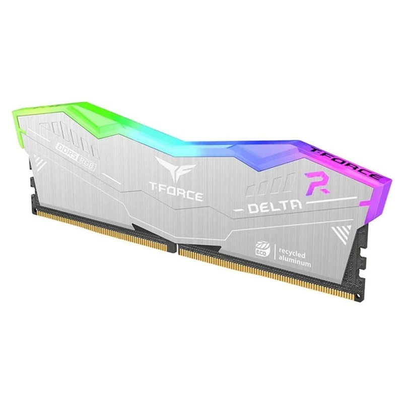 TeamGroup T-Force Delta RGB Eco DDR5 64GB (2x32GB) 6000MHz CL38-46-46-84 1.35V Gaming Desktop Memory (Silver) (FF2D564G6000HC38JDC01)