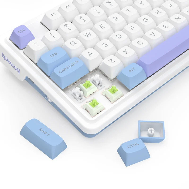Redragon K673WBP RGB Ucal Max 81-Key 75% Gasket-Mounted Hot-Swappable Wireless Mechanical Keyboard with Knob (Mint Mambo Switch) (Moonrise Violet)