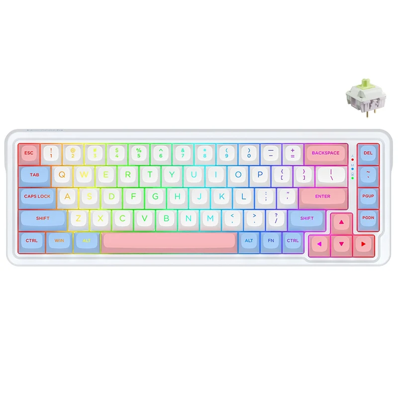 Redragon K709WBP RGB Nova Pro 81 Keys 75% Hot-Swappable Gasket-Mounted Wireless Mechanical Gaming Keyboard (Mint Mambo Switch) (Wonder Pink & Blue)
