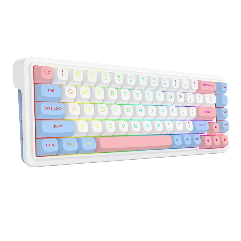 Redragon K709WBP RGB Nova Pro 81 Keys 75% Hot-Swappable Gasket-Mounted Wireless Mechanical Gaming Keyboard (Mint Mambo Switch) (Wonder Pink & Blue)