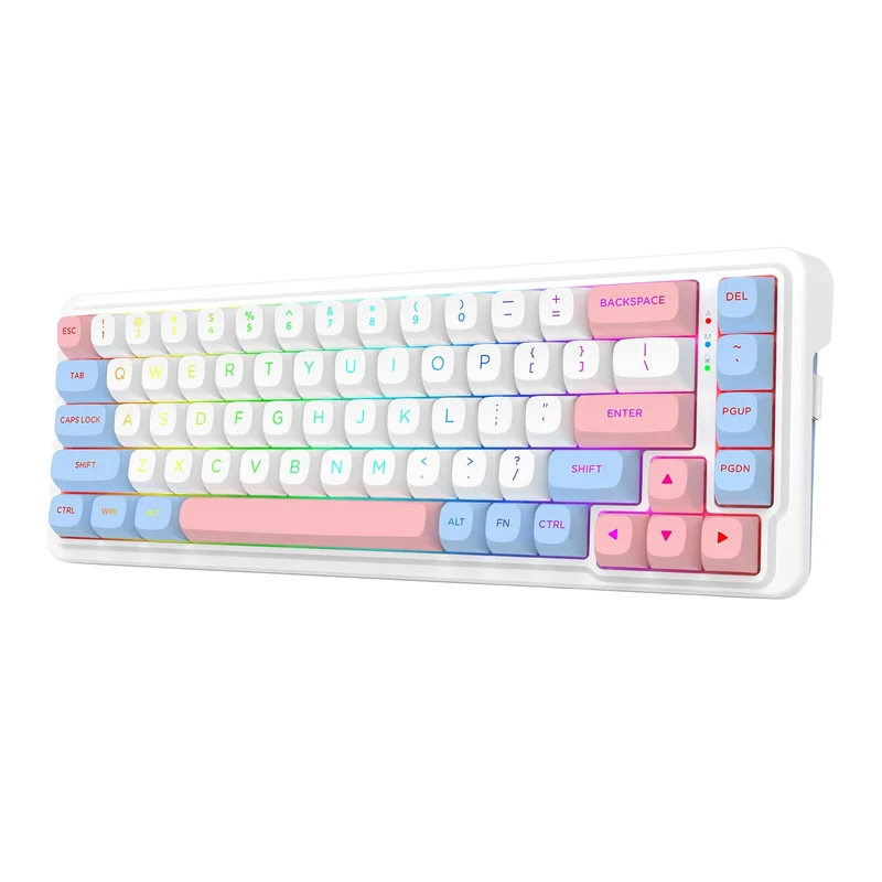 Redragon K709WBP RGB Nova Pro 81 Keys 75% Hot-Swappable Gasket-Mounted Wireless Mechanical Gaming Keyboard (Mint Mambo Switch) (Wonder Pink & Blue)