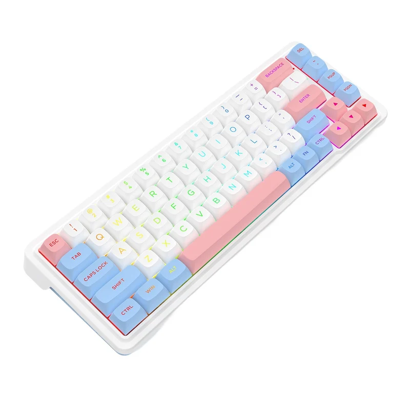 Redragon K709WBP RGB Nova Pro 81 Keys 75% Hot-Swappable Gasket-Mounted Wireless Mechanical Gaming Keyboard (Mint Mambo Switch) (Wonder Pink & Blue)