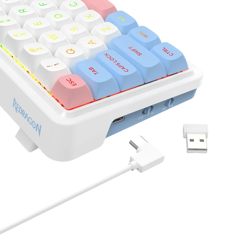Redragon K709WBP RGB Nova Pro 81 Keys 75% Hot-Swappable Gasket-Mounted Wireless Mechanical Gaming Keyboard (Mint Mambo Switch) (Wonder Pink & Blue)