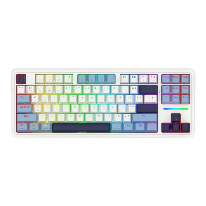 Redragon K728WBB RGB Antonium Pro 87 Keys 80% Gasket Mounted TKL Wireless Mechanical Keyboard (White & Blue)