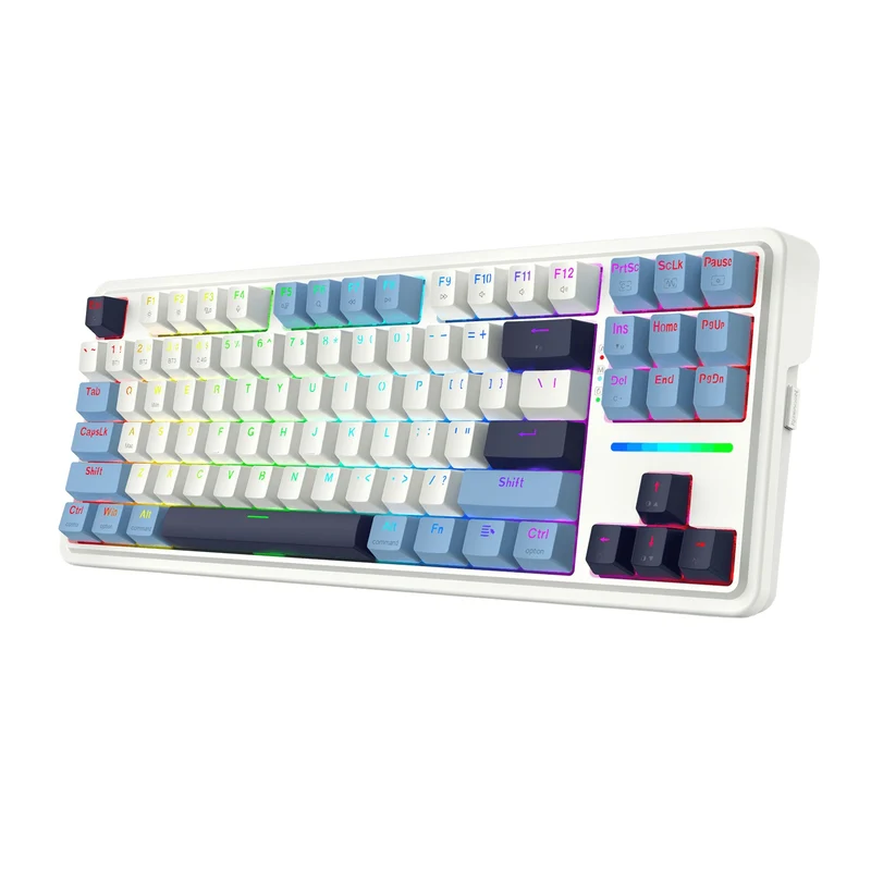 Redragon K728WBB RGB Antonium Pro 87 Keys 80% Gasket Mounted TKL Wireless Mechanical Keyboard (White & Blue)