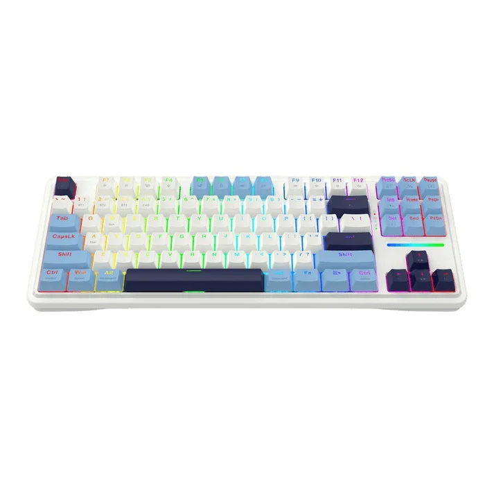 Redragon K728WBB RGB Antonium Pro 87 Keys 80% Gasket Mounted TKL Wireless Mechanical Keyboard (White & Blue)