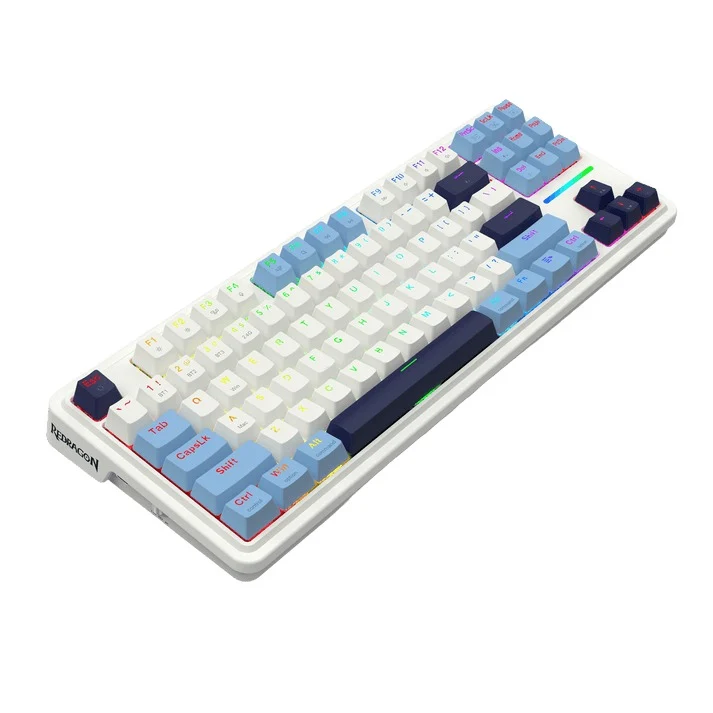 Redragon K728WBB RGB Antonium Pro 87 Keys 80% Gasket Mounted TKL Wireless Mechanical Keyboard (White & Blue)