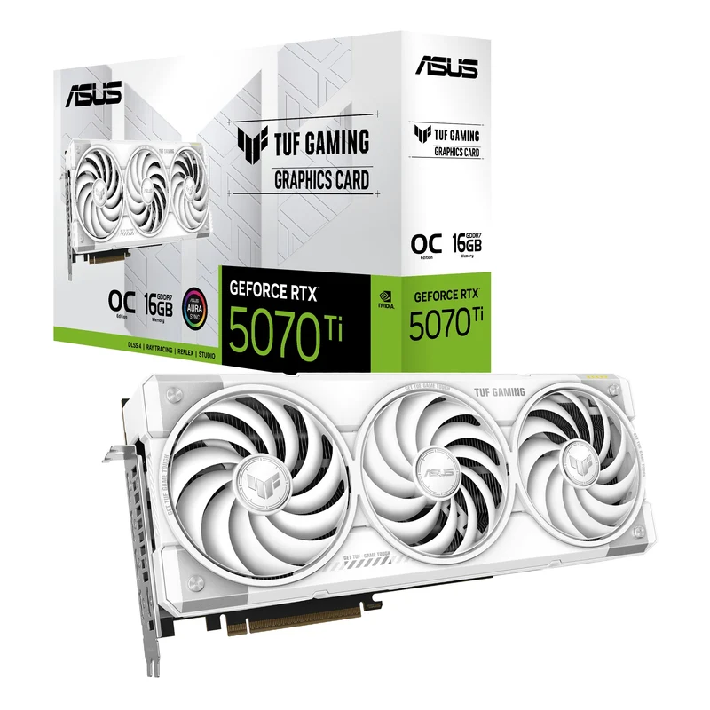 Asus TUF Gaming GeForce RTX 5070 Ti OC 16GB GDDR7 Graphics Card (White)
