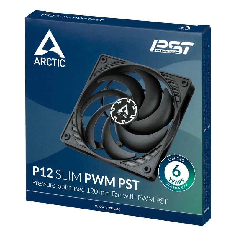 Arctic P12 Slim PWM PST | 120mm Low-Profile PWM Fan with Cable Splitter Single fan (Black)