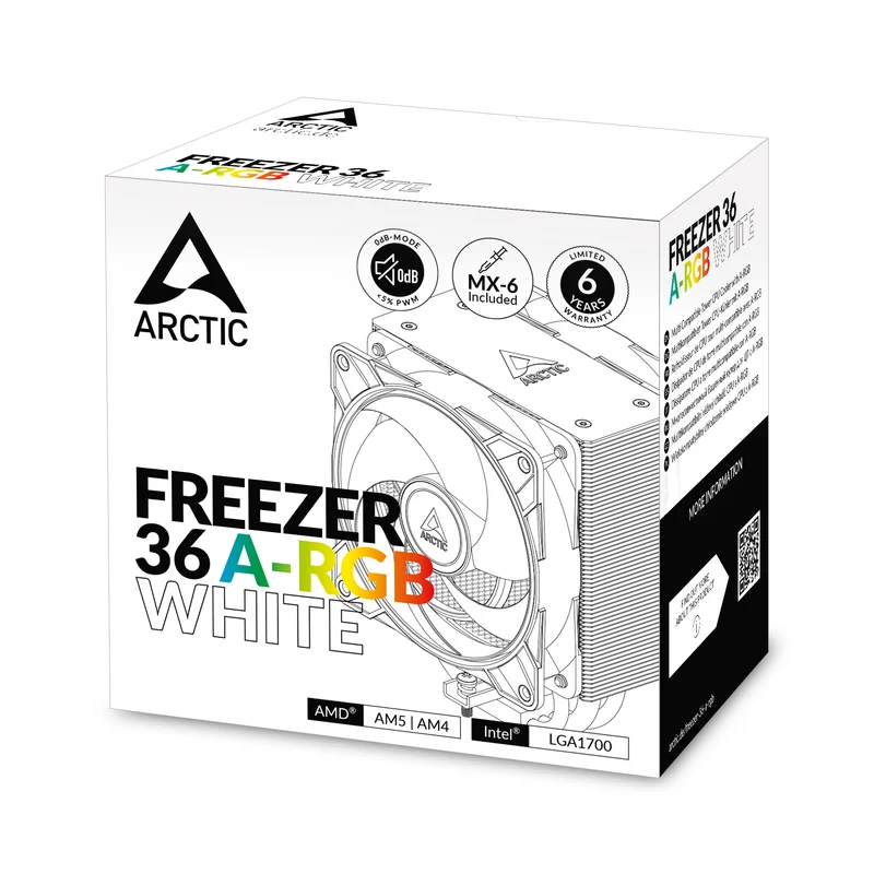 Arctic Freezer 36 A-RGB Multi Compatible Tower CPU Cooler with A-RGB (Black, White)