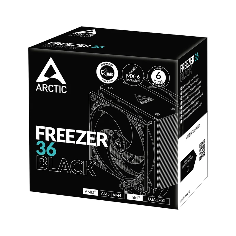Arctic Freezer 36 All Black | Multi Compatible Tower CPU Cooler (Black) (ACFRE00123A)